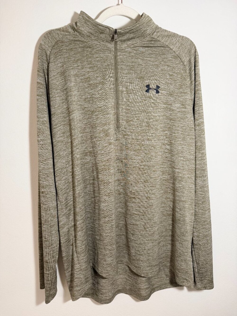 Under Armour Beige Heather Quarter Zip Pullover Athleisure Minimalist XXL
